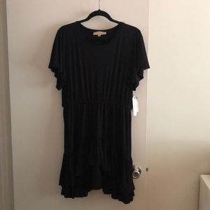 Philosophy Tiered Ruffled Little Black Dress